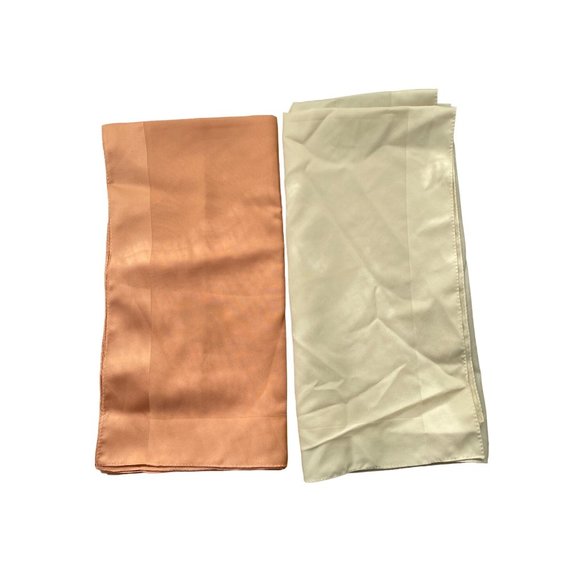 2-Piece Polyester Scarves Peach White Made In Italy Orange Cream Solid - Picture 1 of 4